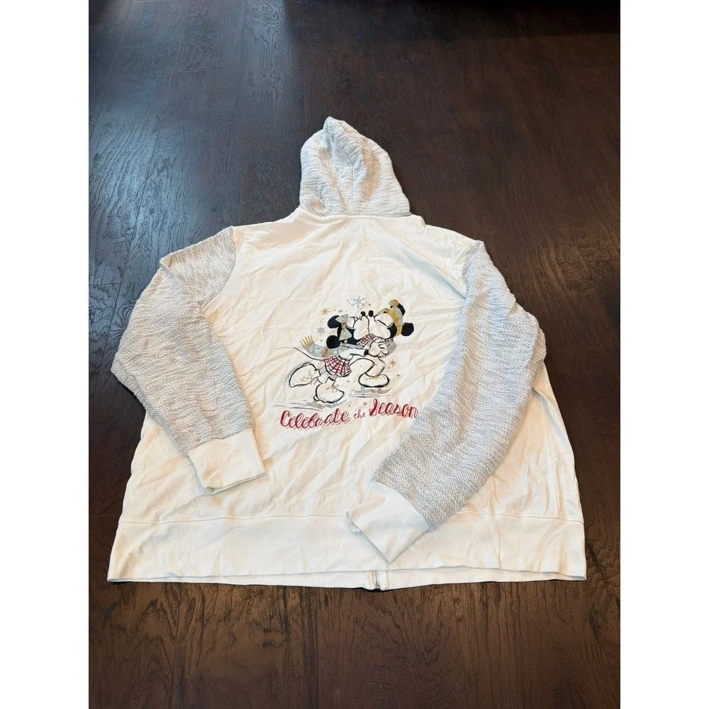 Disney Parks Mickey Mouse Winter Zip Hoodie Jacket‎ Womens Size 3x White Gray